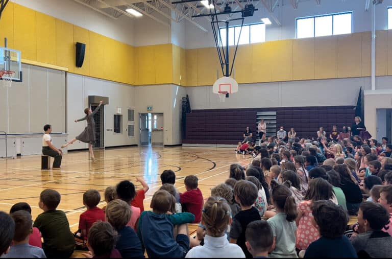 Image of dancers performing in a school auditorium